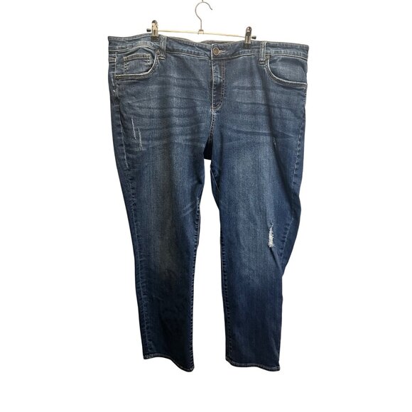 Kut From The Kloth Boyfriend Jeans Size 22W Distressed Dark Wash Denim Womens - Picture 1 of 8